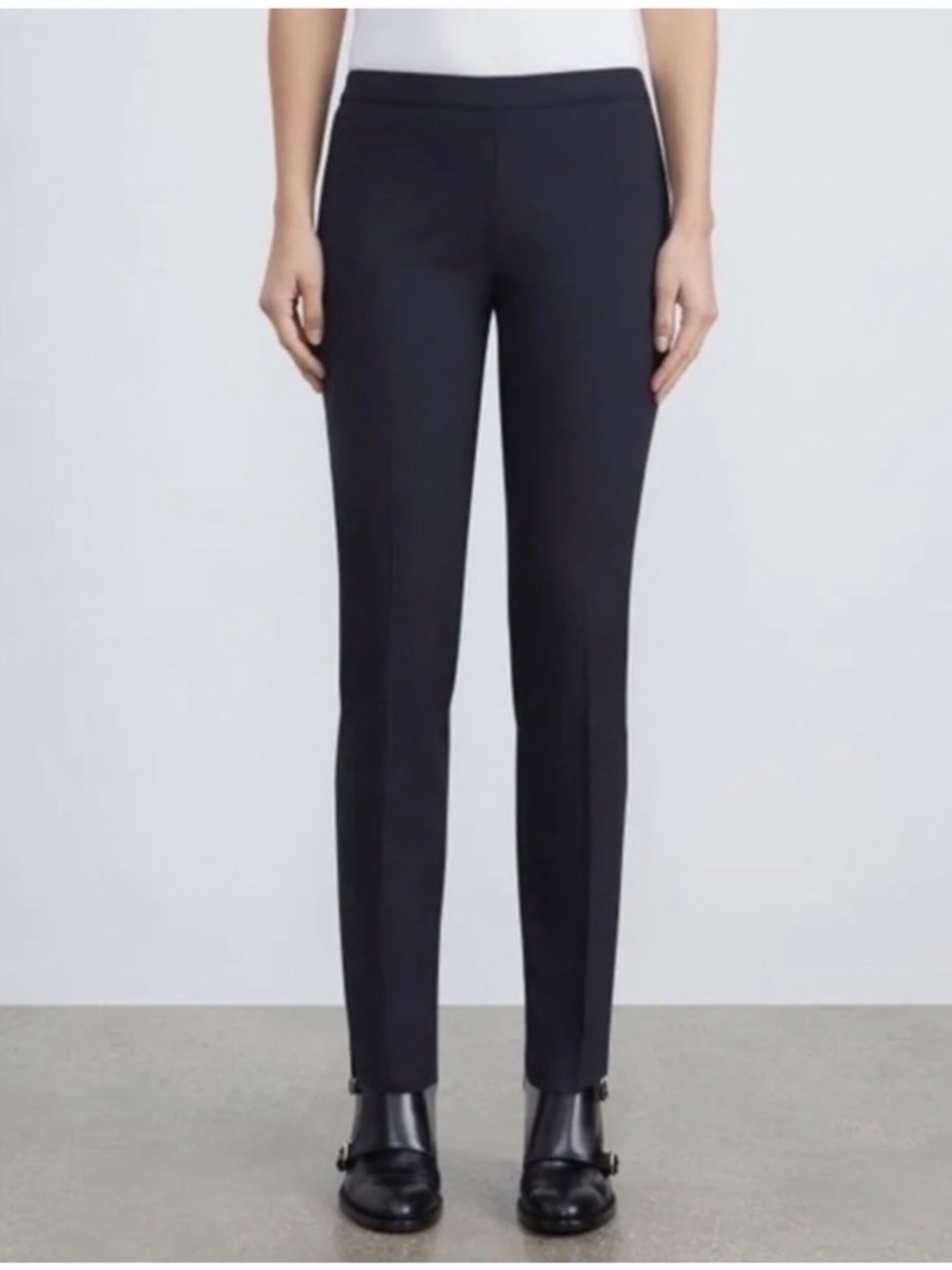 Lafayette 148 Women’s Sz 10 Navy Blue Bleecker Pant Straight Leg Cotton Stretch